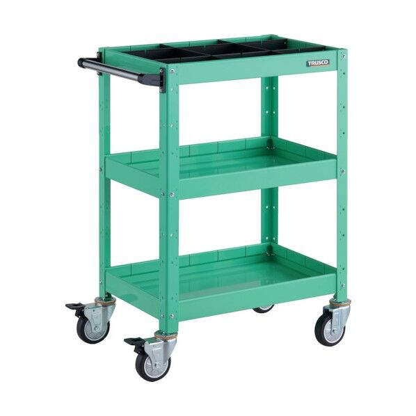バーディワゴン 600X400XH880 深3段 1段仕切板付 ウレタン車輪 ヤンググリーン BDW-963F3S1U-YG 1点