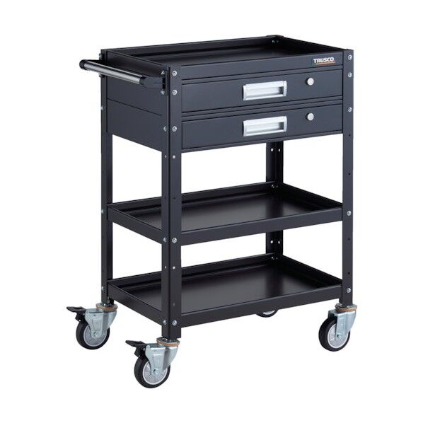 バーディワゴン 600X400 引出2段付 ウレタン車輪 ブラック BDW-963V2U-BKBK 1点