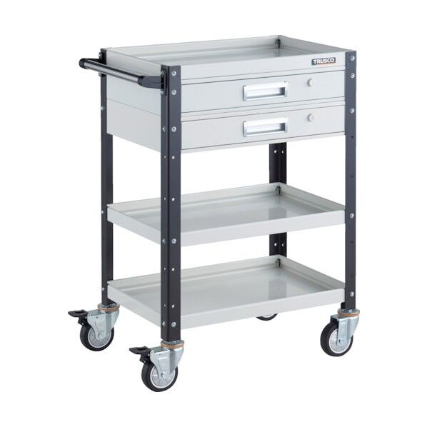 バーディワゴン 600X400 引出2段付 ウレタン車輪 ホワイト/ブラック BDW-963V2U-WBK 1点