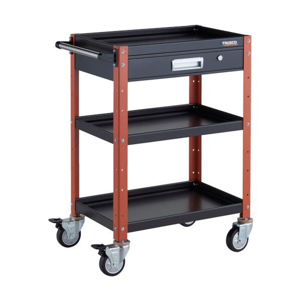 バーディワゴン 600X400 引出付 ウレタン車輪 ブラック/オレンジ BDW-963VU-BKOR 1点