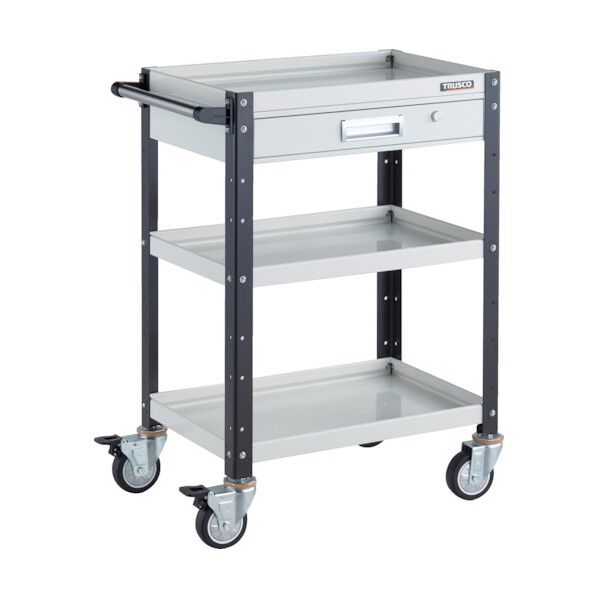 バーディワゴン 600X400 引出付 ウレタン車輪 ホワイト/ブラック BDW-963VU-WBK 1点