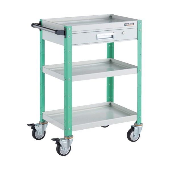 バーディワゴン 600X400 引出付 ウレタン車輪 ホワイト/ヤンググリーン BDW-963VU-WYG 1点