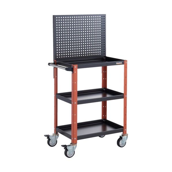 バーディワゴン 上部パンチングパネル付 600X400X1330 ウレタン車輪 ブラック/オレンジ BDW-P963U-BKOR 1点