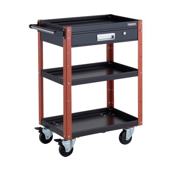 イーグルワゴン 600X400XH880 引出付 4輪自在 ブラック/オレンジ EGW-963VJ-BKOR 1点