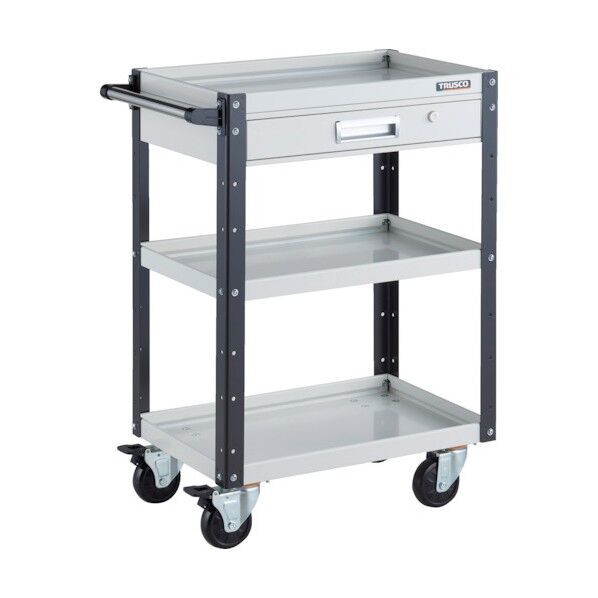 イーグルワゴン 600X400XH880 引出付 4輪自在 ホワイト/ブラック EGW-963VJ-WBK 1点