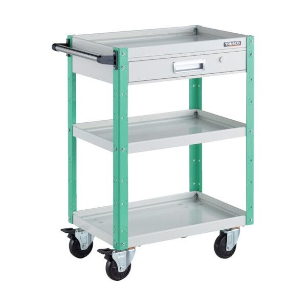 イーグルワゴン 600X400XH880 引出付 4輪自在 ホワイト/ヤンググリーン EGW-963VJ-WYG 1点