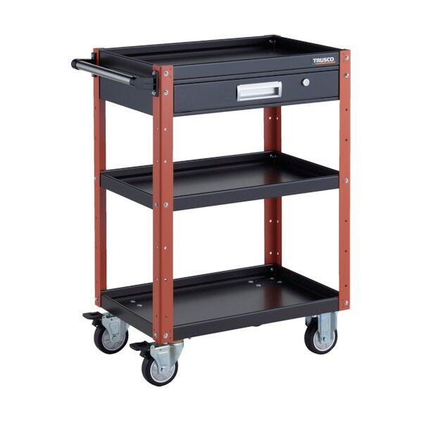 イーグルワゴン 600X400XH880 引出付 ウレタン車輪 ブラック/オレンジ EGW-963VU-BKOR 1点