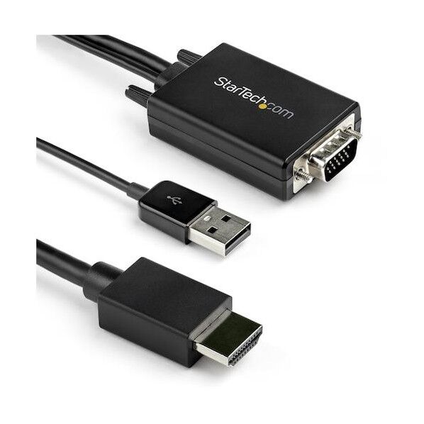 ディスプレイ変換ケーブル/VGA - HDMI/2m/1080p/USBパワー/BK VGA2HDMM2M 1本