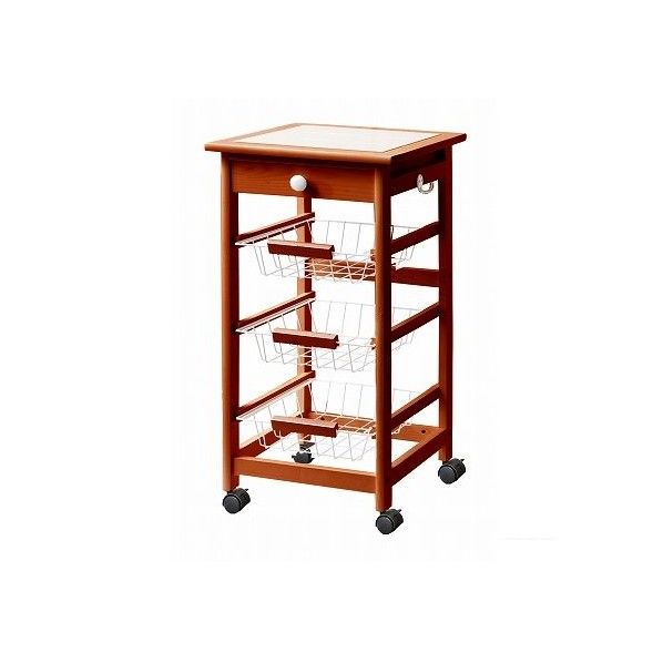 スチールバスケットワゴンスリム ブラウン 38.7×39×76cm W-2537DBR 1台