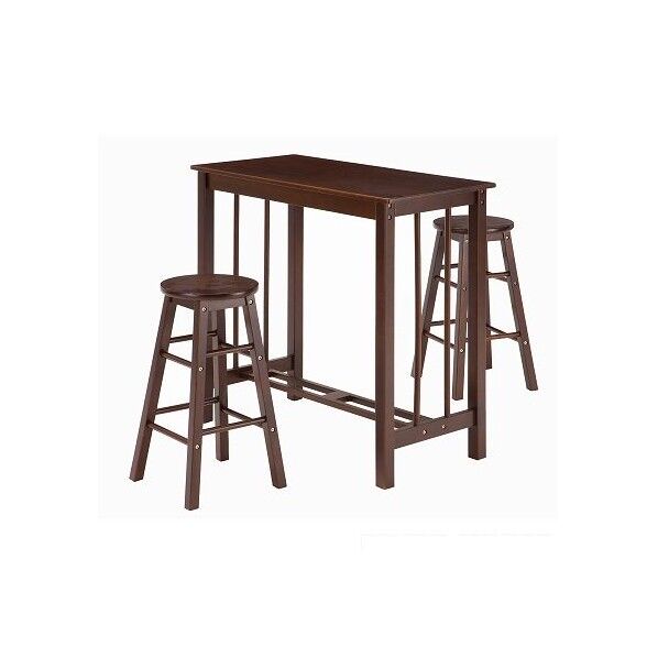 キッチンカウンター3点セット ダークブラウン テーブル:90×45×87cm チェアー:32×32×60cm DS-2253DBR 1台