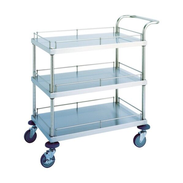 サービスワゴン(SUS304・ガード付) 平棚タイプ