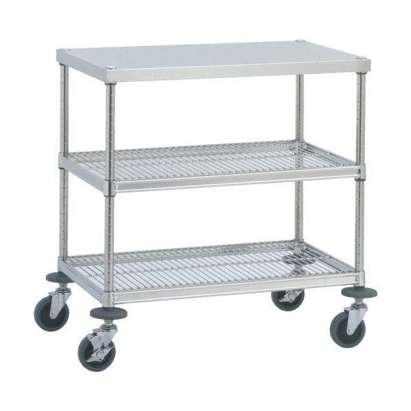 サイドテーブルワゴン (SUS304) メッシュ・平棚タイプ