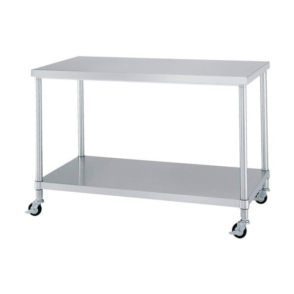ステンレス作業台ベタ棚キャスター付 WBNC-9060-800-SU75 1点