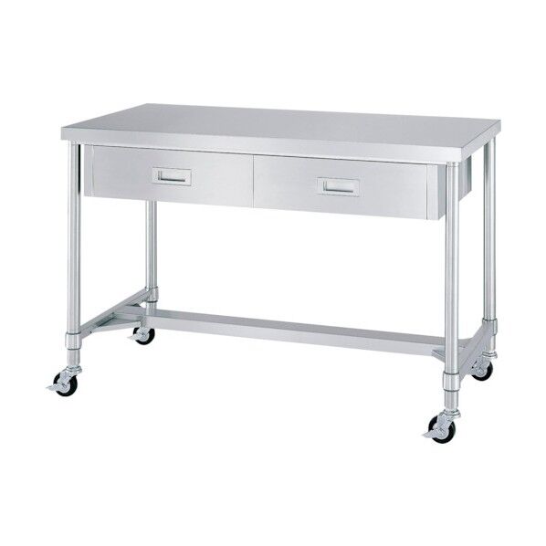 ステンレス作業台片面引出付H枠キャスター付 WDHC-9045-800-SU100 1点
