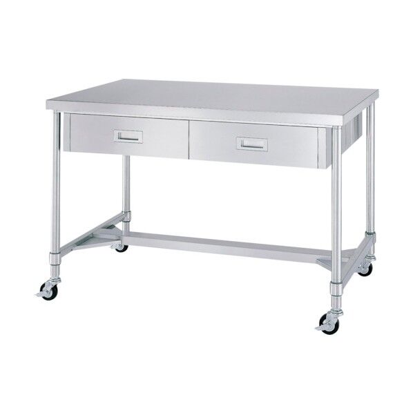 ステンレス作業台両面引出付H枠キャスター付 WDWHC-9090-800-SU100 1点