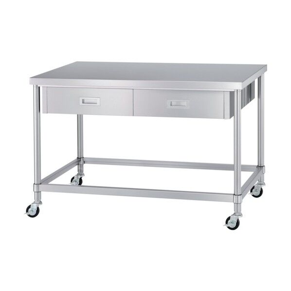 ステンレス作業台両面引出付四方枠キャスター付 WDWZC-9075-800-SU75 1点