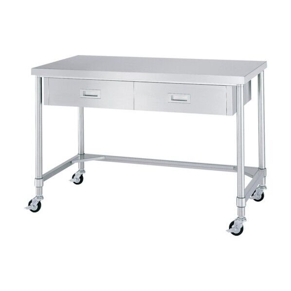 ステンレス作業台片面引出付三方枠キャスター付 WDTC-18060-800-SU100 1点