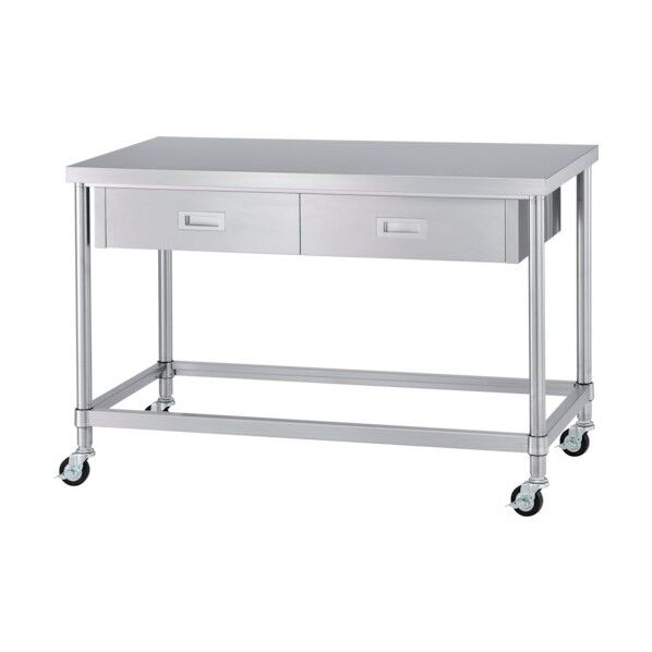 ステンレス作業台片面引出付四方枠キャスター付 WDZC-15060-800-SU75 1点