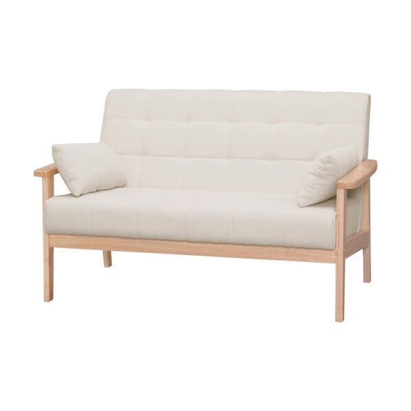 アイリスオーヤマ 100989 2人掛けウッドフレームソファ オフホワイト WFS-2-OW 1台...