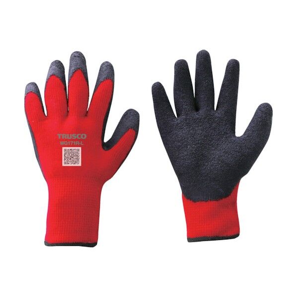 トラスコ(TRUSCO) 防寒天然ゴム手袋 裏起毛タイプ レッド Lサイズ WG171R-L 1点...