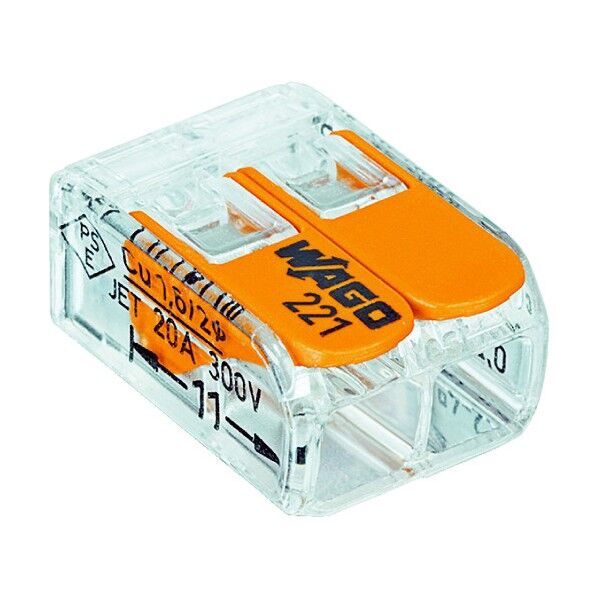 WAGOWFR-2より線・単線ワンタッチ接続可能コネクタ2穴用100個入 WFR-2 1