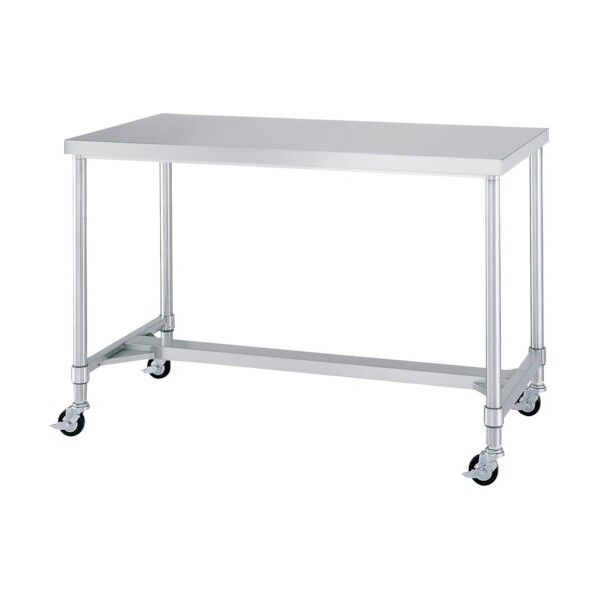 ステンレス作業台H枠キャスター付 1800×600×H800 φ100ナイロン車 WHC-18060-N100 1点