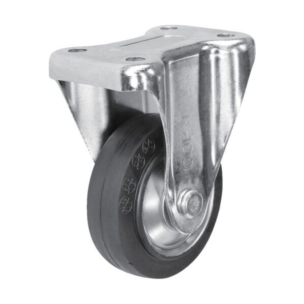 プレート式キャスター(プレス製ゴム車) 固定