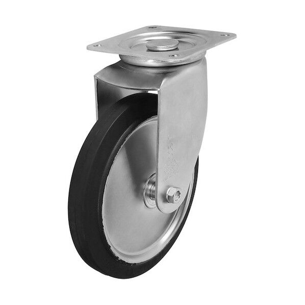 プレート式キャスター(プレス製ゴム車) 自在