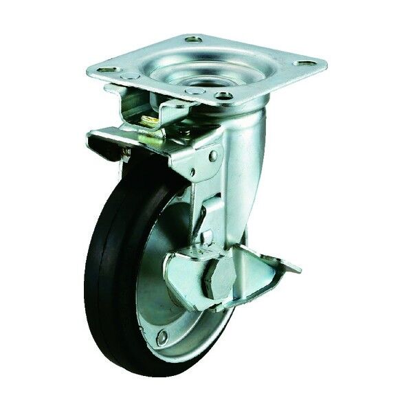産業用キャスター旋回固定式Ｓ付自在車１５０径ゴム車輪