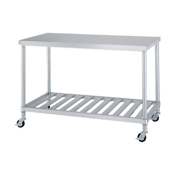 ステンレス作業台スノコ棚キャスター付 750×450×H800 φ100ナイロン車 WSNC-7545-N100 1点