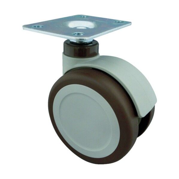 プレート式双輪キャスター(エラストマー車) 自在