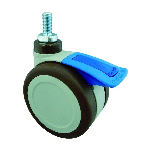 ねじ込み式双輪キャスター(エラストマー車) 自在ダブルストッパー付