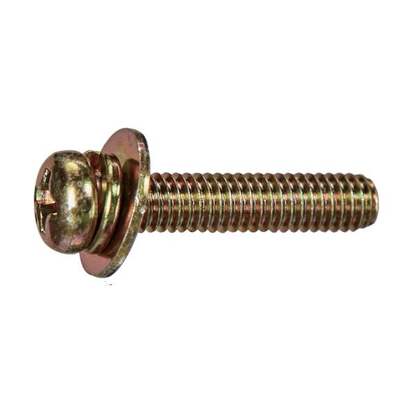 ナベ頭座金組込ねじ P=3 クロメート M4×6  (ばね座金+JISワッシャー付き) 少量パック Y831-0406 10本