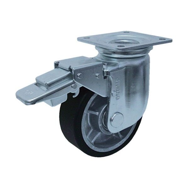 プレート式重荷重用キャスター(MCナイロン車) 自在ストッパー付