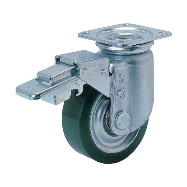 プレート式重荷重用キャスター(プレス製ウレタン車) 自在ストッパー付