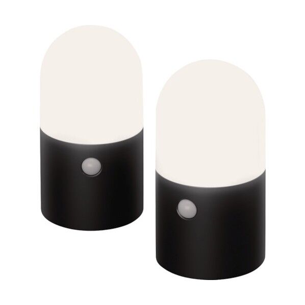 乾電池式LEDガーデンセンサーライト 丸型 セット ブラック