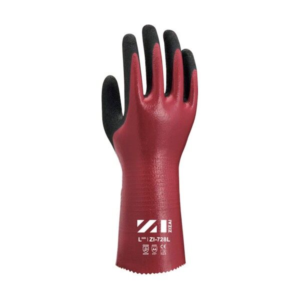 耐切創手袋 ZIZAI ZIー728L ニトリルフルコート LLサイズ ZI728LXL 10双