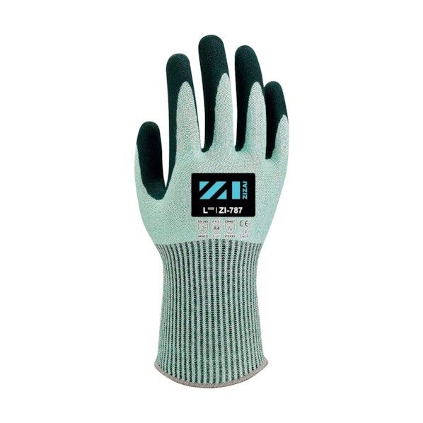 耐切創手袋 ZIZAI ZIー787 ニトリル背抜き 特殊すべり止め加工 Lサイズ ZI787L 10双