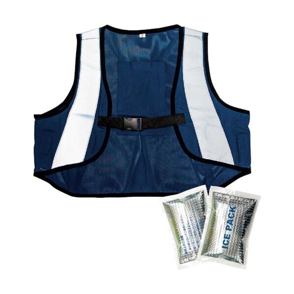 総メッシュクールベスト (保冷剤付) 紺メッシュ×銀反射材 OK5901 1式