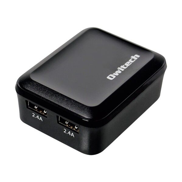 オウルテック 2ポート合計4.8Aの高出力AC充電器 ブラック OWL-ACU2F48S-BK 1点
