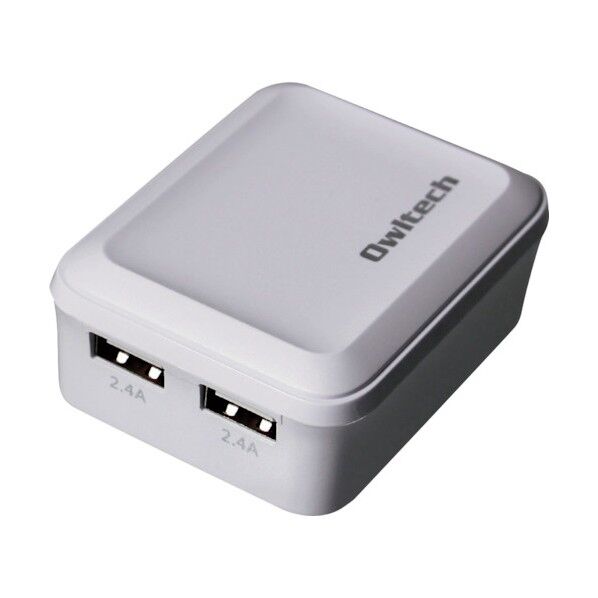オウルテック 2ポート合計4.8Aの高出力AC充電器 ホワイト OWL-ACU2F48S-WH 1点