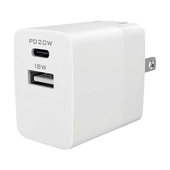 オウルテック コンパクト&高出力 しかも2台同時充電 USB Type-C & Type-A搭載ACアダプター OWL-APD20C1A1-WH 1点