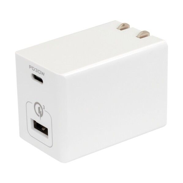 オウルテック PD対応ACアダプタ 窒化ガリウム採用 PD30W ホワイト OWL-APD48C1A1G-WH 1点