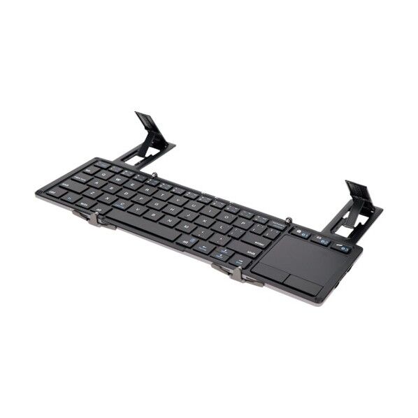 Bluetoothワイヤレスキーボード 折り畳み式63キータッチパッド付 ブラックキー&グレー