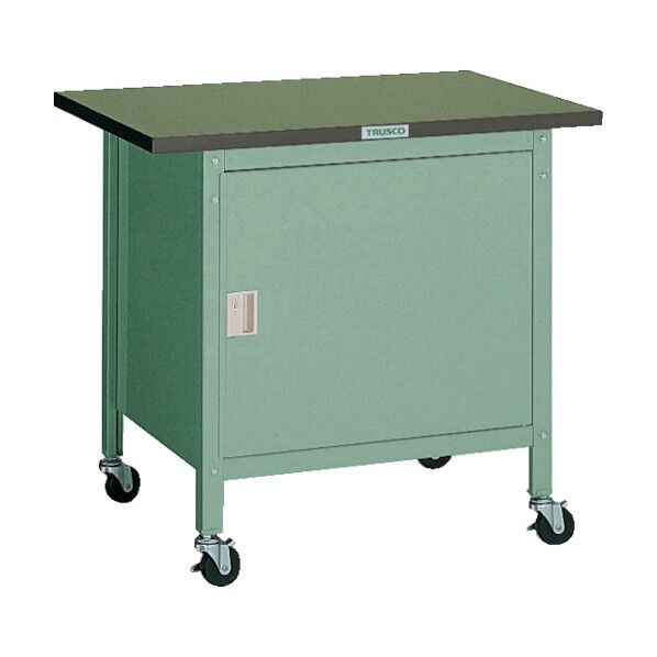 小型中量作業台(棚板・扉付タイプ) キャスタータイプ