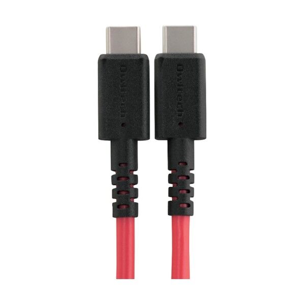 PD対応 Type-C to Type-C やわらかく断線に強い ブラックレッド 120cm OWL-CBKCCS12-BKRE 1点