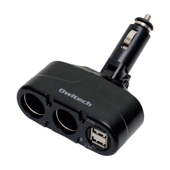 シガーソケット分配アダプタ SMART IC搭載 ダイレクトタイプ ブラック