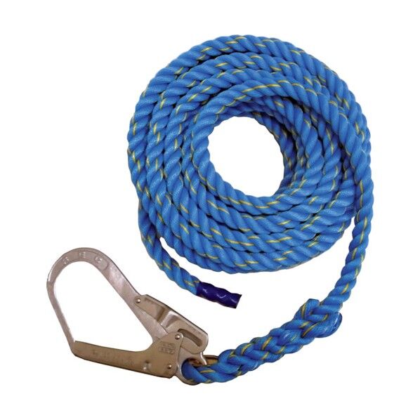 親綱・介錯ロープ 片側大口径フック付 青 16mm×7m OYAZUNA-NT-1607 1個