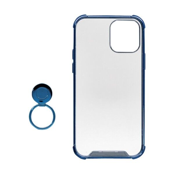 iPhone 12/12 Pro用耐衝撃ハイブリッド背面ケース TPU素材とPC素材 ネイビー OWL-CVIC6107-NV 1点