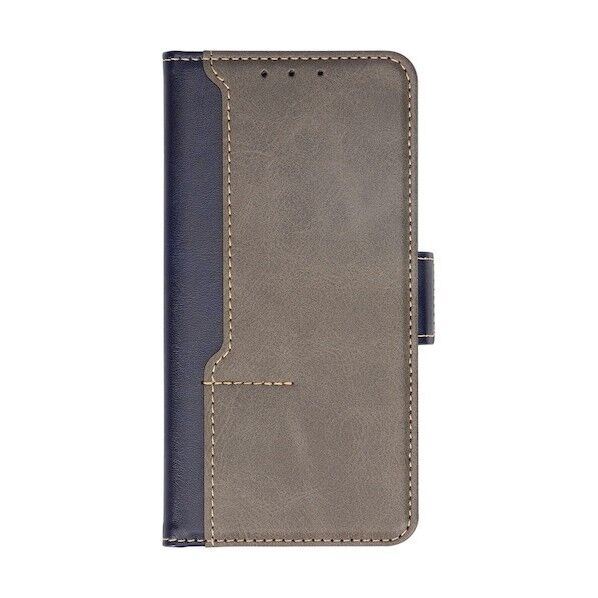 iPhone14Pro専用 バイカラーデザインのPUレザー手帳型ケース OWL-CVIE6119P-NVGY 1個